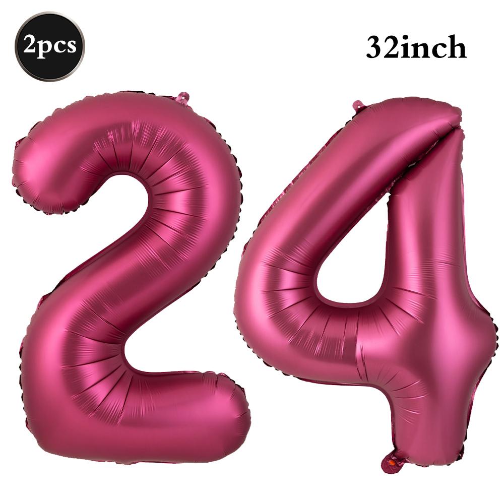 Giant 32 Inch Number Balloon Set Metallic Rose Red Foil Helium Balloon Kit DIY Happy Birthday Party Decor Kids Adult Anniversary