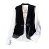 Elegant Embroidered Gold Velvet Stand Collar Waistcoat