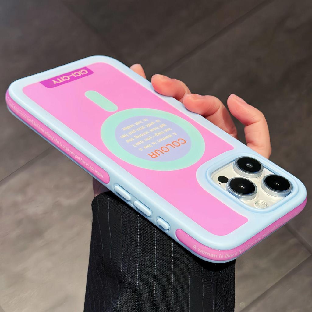 Dopamin-Farbe Magnetische Anti-Kollisions-Handyhülle für iPhone 16/15 Pro Max