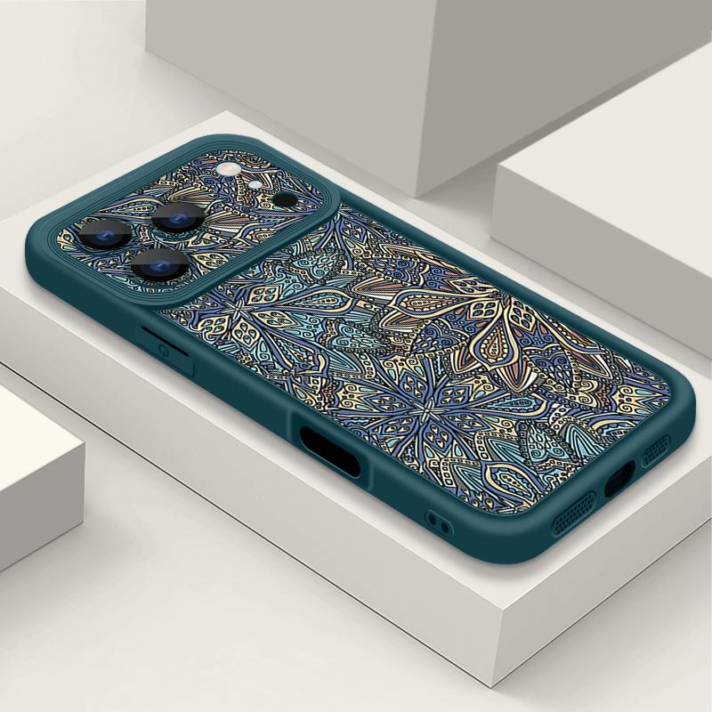 Vintage Totem Flower Printed Soft TPU Phone Case For iPhone 17 Pro Max 17e 16 15 14 13 Pro Max 16e 11 Shockproof Silicone Cover