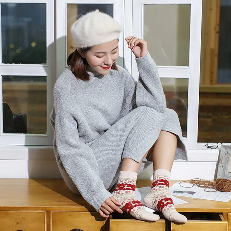 Șosete Calde pentru Femei Imprimeu Toamnă Drăguț Stil Kawaii Crăciun Iarnă Șosete Femeie Femeie Șosetă Veselă Calcetines Meias Cadou Pentru Femei