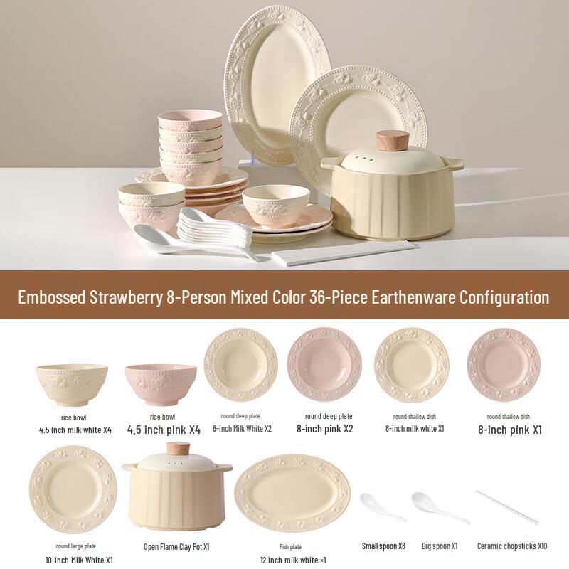 Mode Lanka Cream Style Embossed Ceramic Dinnerware Set