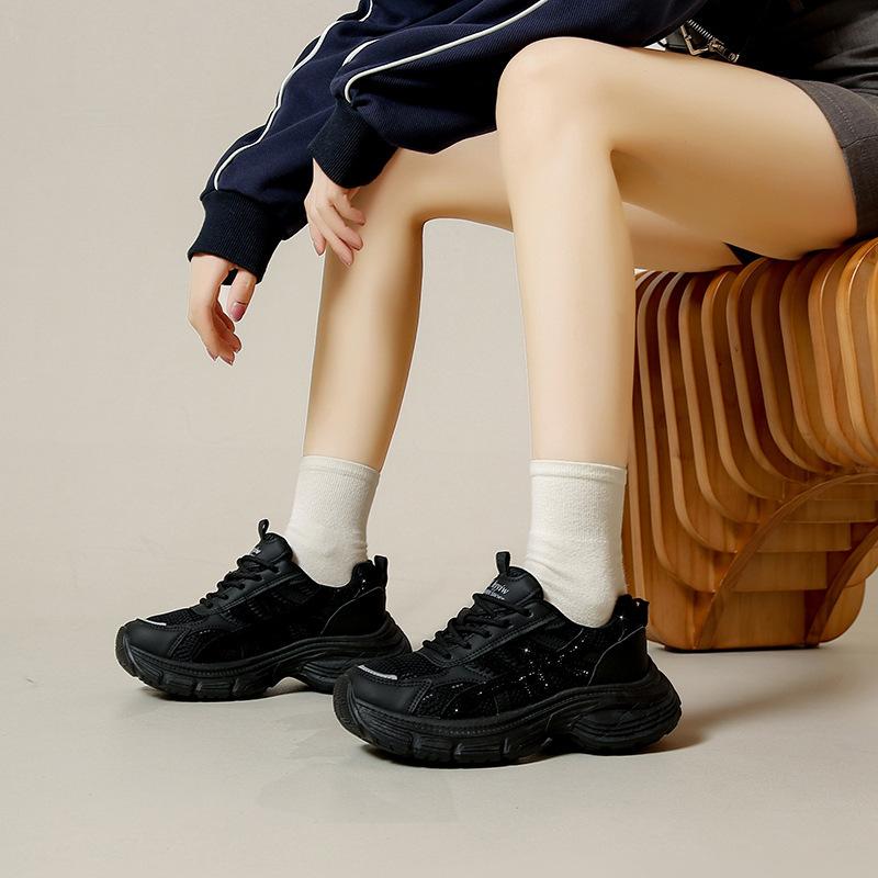2025 new women's shoes platform heightening dad shoes women's versatile casual sports shoes women's shoes work shoes breathable mesh