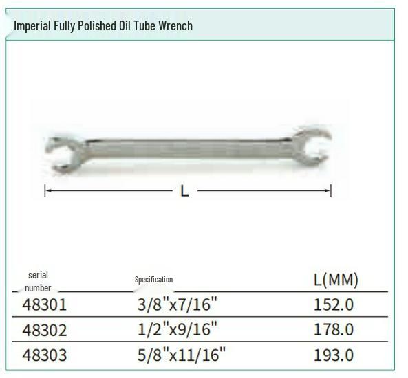 Имперский полностью полированный хромованадиевый двусторонний трубчатый гаечный ключ (SATA 48301/48302/48303) 3/8x7 Imperial Tube Wrench