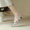 Women Sexy Pointed Toe Sandals Summer New French Elegant Single Shoes Luxury Low Heeled Shoes
