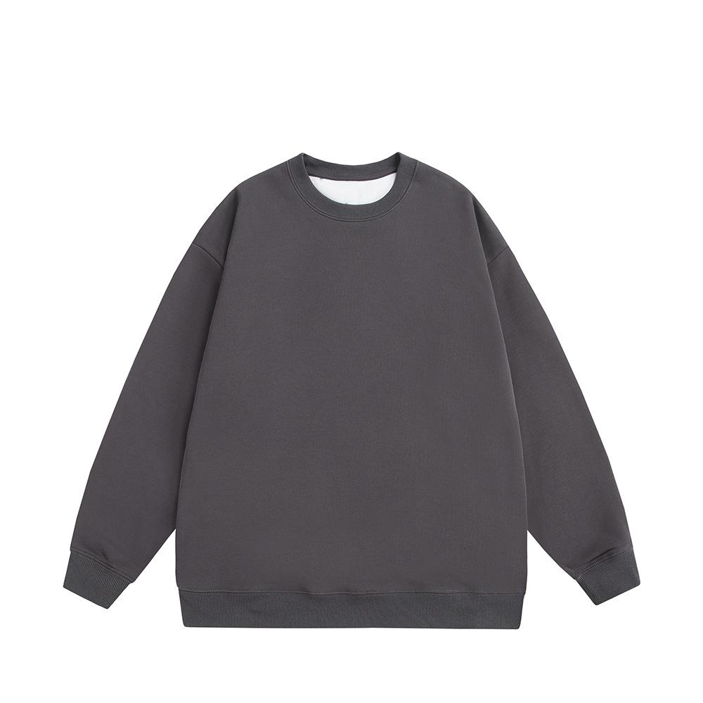 Autumn 2025 Men's Plus Size Loose Round Neck Solid Color Long Sleeve Hoodie