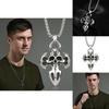 Vintage Skull Cross Titanium Steel Necklace For Men Unique Hip Hop Street Style Jewelry