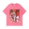 275 GSM Washed T-shirts 100% Cotton One Piece V41 Nami Print Unisex Heavy Cotton T Shirt