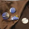 Vintage Handmade Shiny Sun Moon Brooches For Women Kids Starry Sky Cloud Enamel Brooch Milky Way Series Accessory Pins