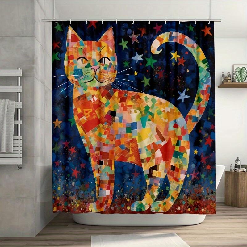 

1Pc Eric Cat Made Of Stars Shower Curtain, 70.8X70.8 Inch, Durable Polyester Fabric, Easy Clean, Space-Themed Bathroom Decor Wit W60H190(CM)-1 Pcs