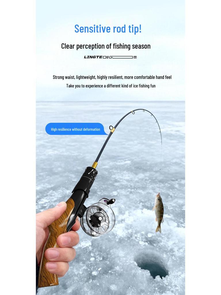 Tragbares Eisangeln Ruten-Set mit Frontbremsrolle für Winter- und Flossenfischen