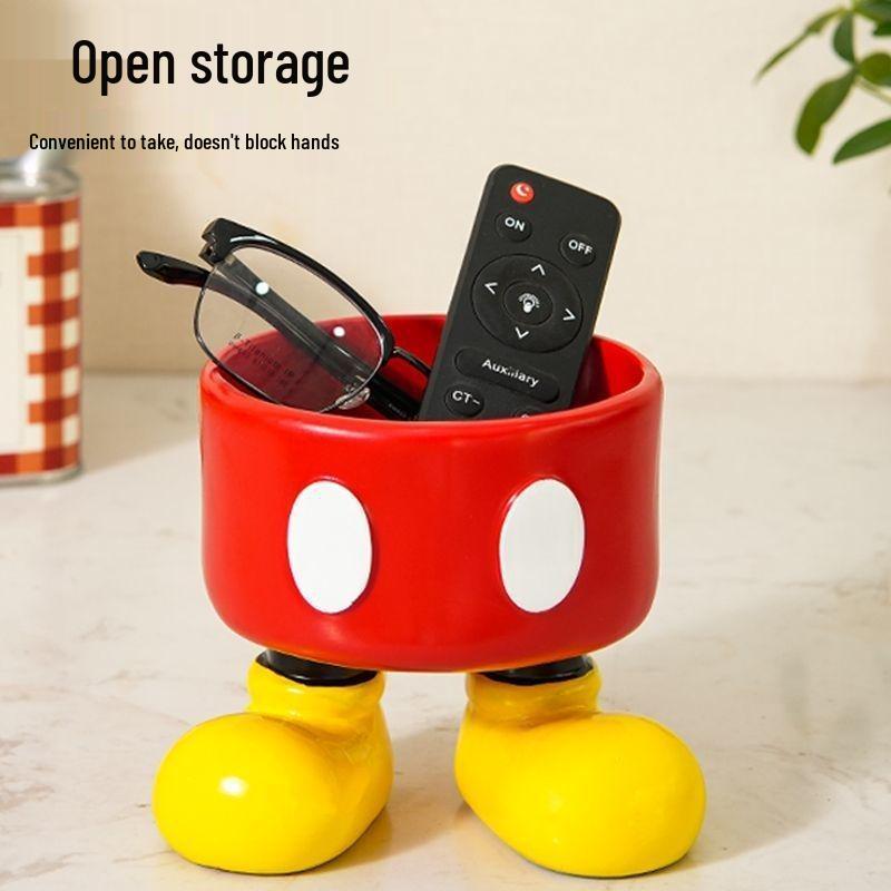 High Appearance Coffee Table with Remote, Key, and Mickey Figurine Desktop Storage