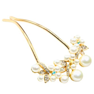 Kanzashi Hair Pearl Hair Flower Pink for Kimono and Yukata [Miaomyao] (Japanese Hairpin), U-Shaped, Ornament, Comb, Design, Gold,