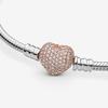 Pandora Moments Pave Heart Clasp Snake Chain Bracelet 15 Cm