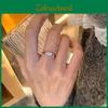 Exquisite Korean Style Geometric Open Ring Elegant Copper Diamond Ring For Women