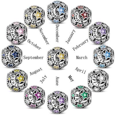 Lucky Copper Birthday Zodiac Collection Colorful Shining Zircon Lucky Charm Bead Charms Bead Charms 3mm Do It Yourself Fine Jewellery Making