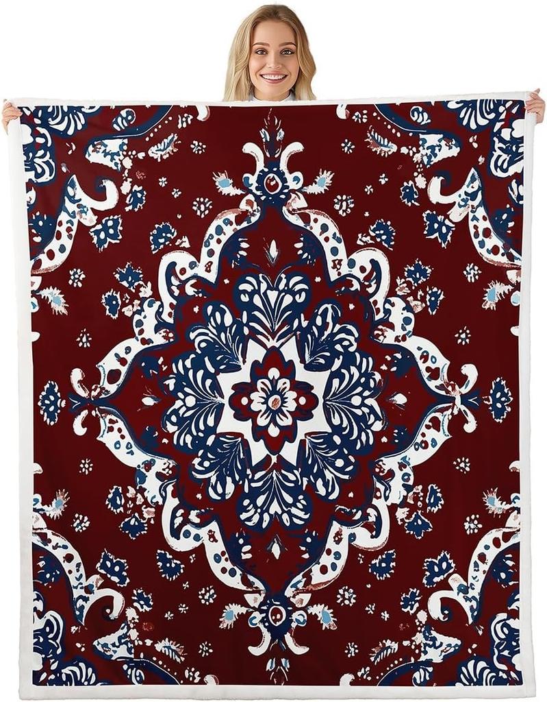 Navajo Pattern Blanket Tribal Design Fleece Throw Southwestern Decor Geometric Print Cozy Home Textile