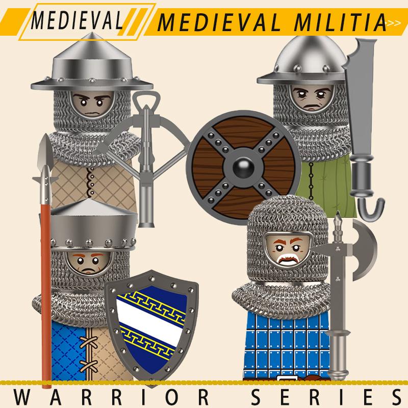 Medieval Military Knights Series Building Blocks Castle Army Soldier Figures Shield Sword Accessories Warrior Bricks Gifts Toys