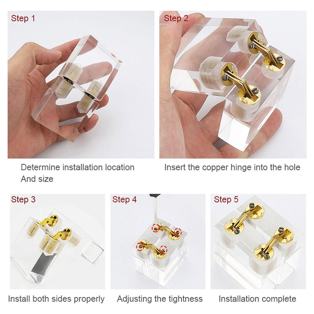 8pcs Brass Barrel Concealed Furniture Hinges, Fit for DIY Jewelry Box Hand Craft with 10 mm High-speed Steel Drill,Concealed 180 Degree Opening Angle