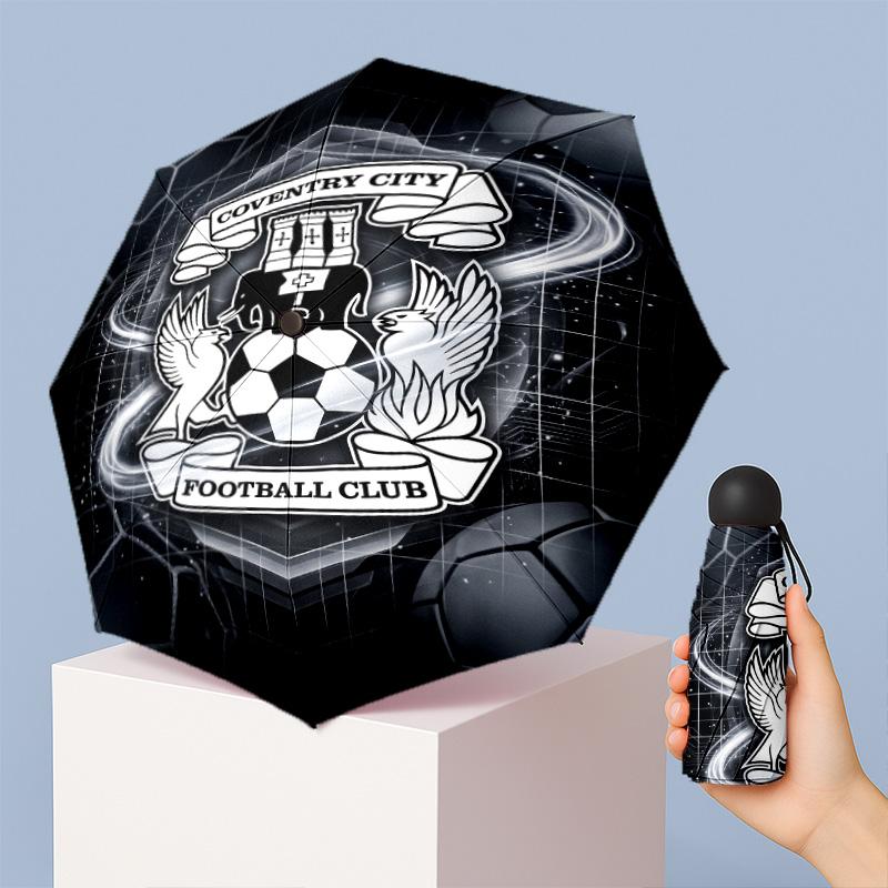 Ombrello Pieghevole Compatto Coventry City Football Pattern Stampato Mini 5 Pieghe 8 Stecche Antivento Impermeabile Leggero Portatile