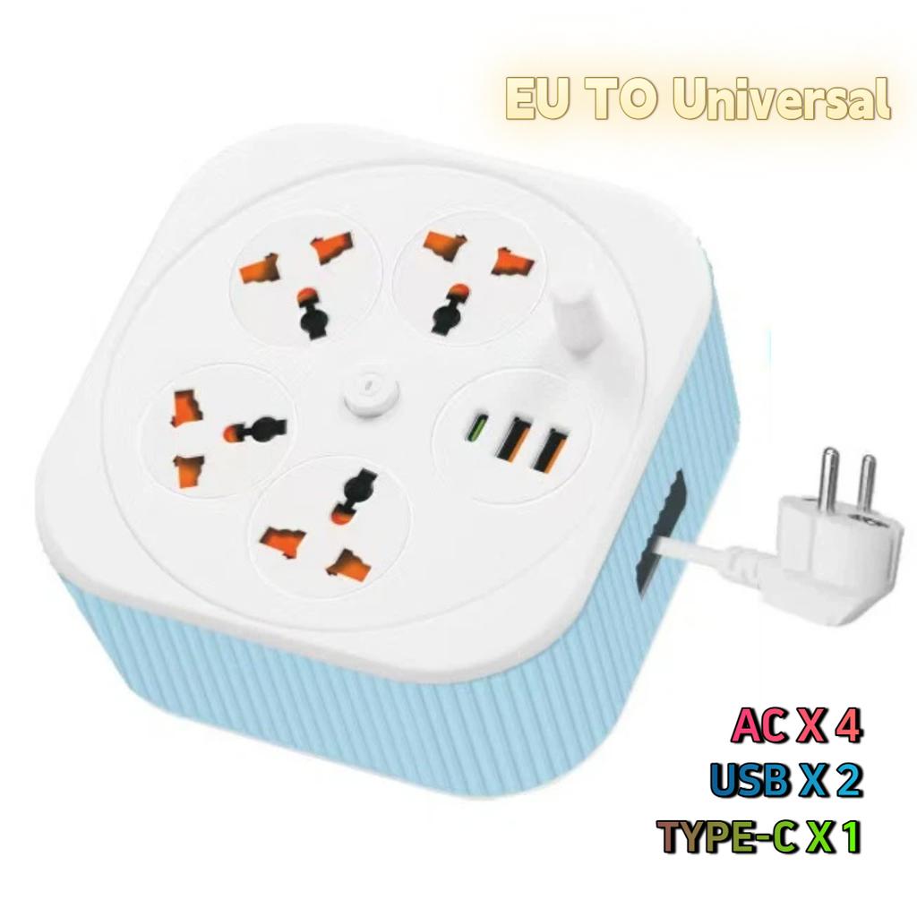 Square Retractable Power Strip – Multi-Function Extension Cord with USB Charging Ports, Portable 2-Meter Socket Organizer