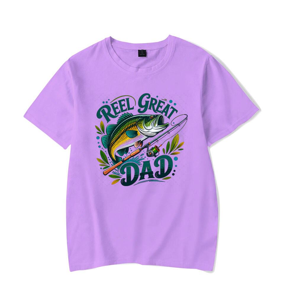 Reel Great Dad Graphic T Shirts for Men Fishing Life Funny Short Sleeve Tee Shirt Fishing Lovers Trendy Dad Design Summer Tops