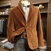 Men's Solid Color Corduroy Warm Pocket Suit Jacket Cardigan Men's Casual Suit