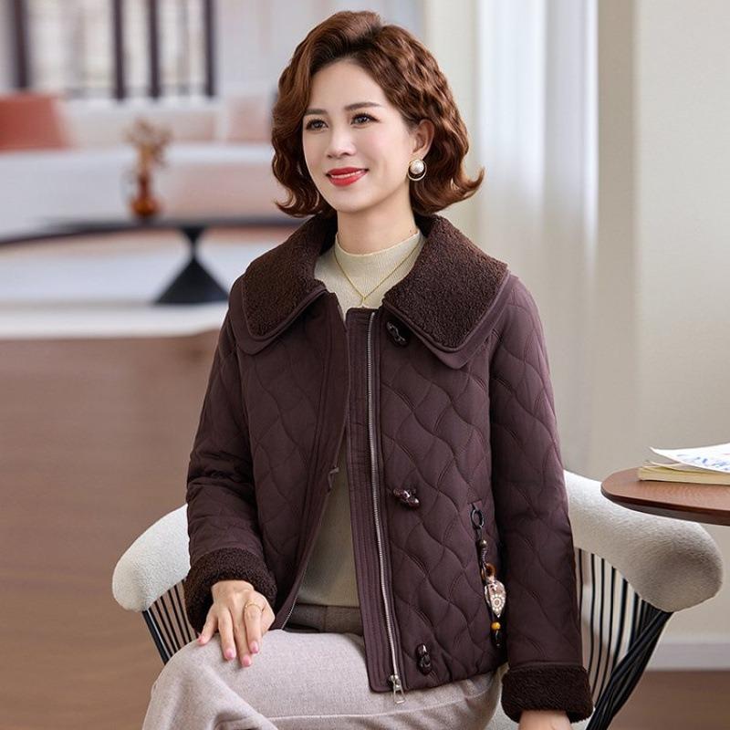 

Fragrant short cotton-padded jacket autumn and winter new cotton-padded jacket small cotton-padded jacket lapel jacket 5XL [recommended 150-80kg] коричневый