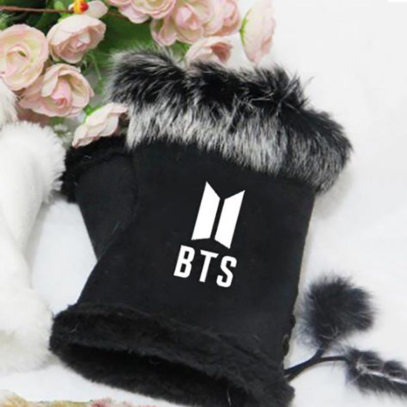 

Bts Половина K-pop Перчатки для пальцев Теплые перчатки Bangtan Boys Перчатки на шнуровке Без пальцев чёрный
