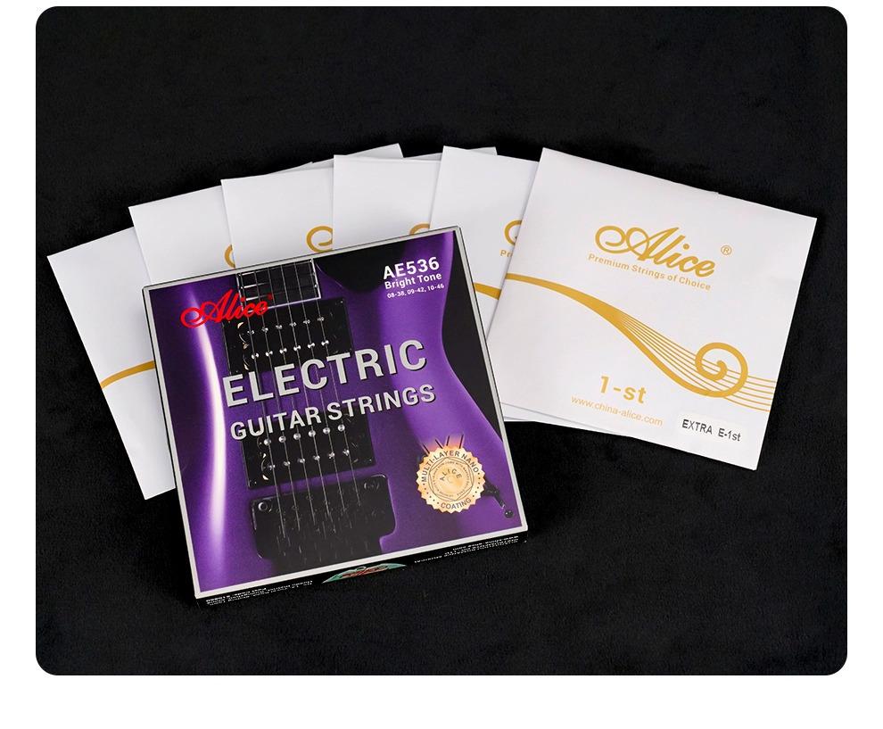 Alice AE536 Electric Guitar Strings, Anti-Rust Coated, Set of 6 (09-42, 10-46)