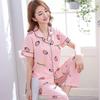 Pure cotton pajamas women's summer short-sleeved trousers two-piece set spring and summer loose casual loungewear can be worn outside