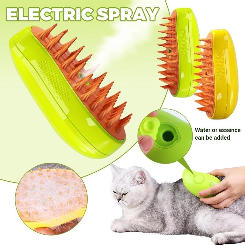 3-in-1 Haustier Dampfbürste Elektrische Dampf-Sprüh Fellpflegekamm für Hunde Katzen Haarausfall Entfernung Massagegerät