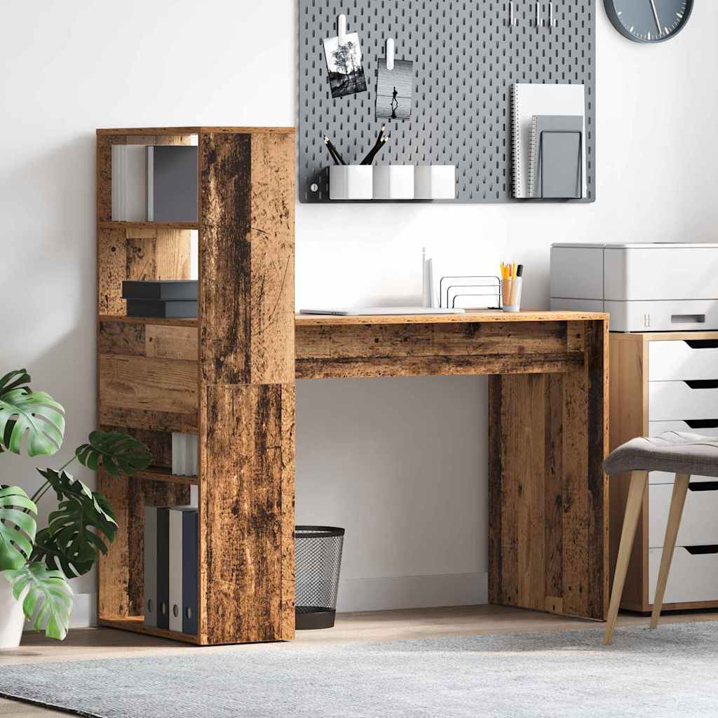 Desk with Shelf Reclaimed Wood Look 113 x 54 x 120 cm Engineered Wood