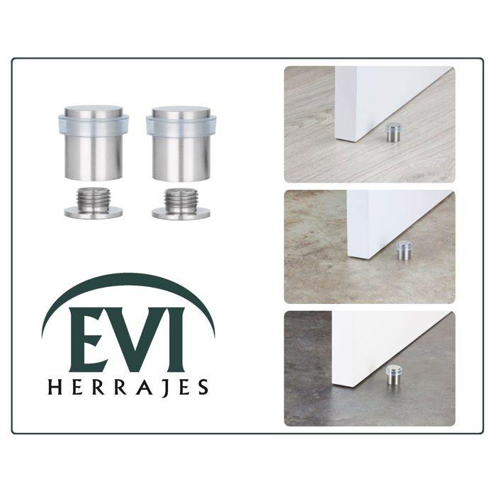 Butée de porte - EVI HERRAJES - 040811TCBAM - Lot de 2 - Fixation incluse - Dimensions 2,5x2,5x2,7 cm