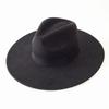 Black Jazz Hat Men's and Women's Fashion Webbing Bow Woolen Top Hat Autumn and Winter.cm Big Eaves Hat