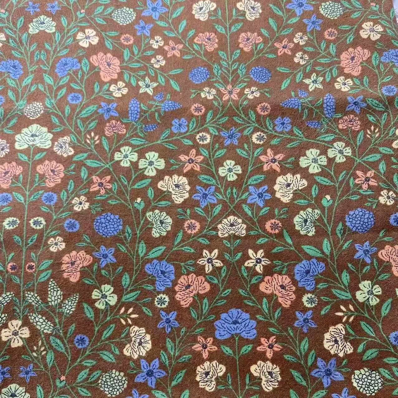Floral Print 100% Cotton Brushed Single-sided Printed Fabric for Cotton-padded Clothes, Home Textiles and Pet Apparel