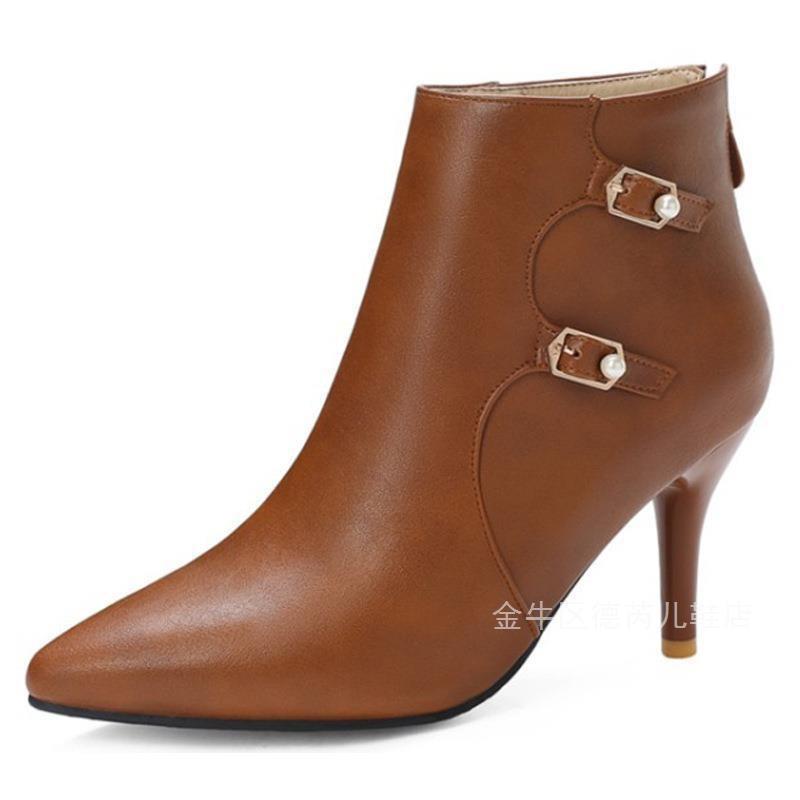 Sexy Women's Boots Ankle Fashionable Pointed and Slim Heeled European and American Style Short Boots 8.5CM Stiletto Women Shoes