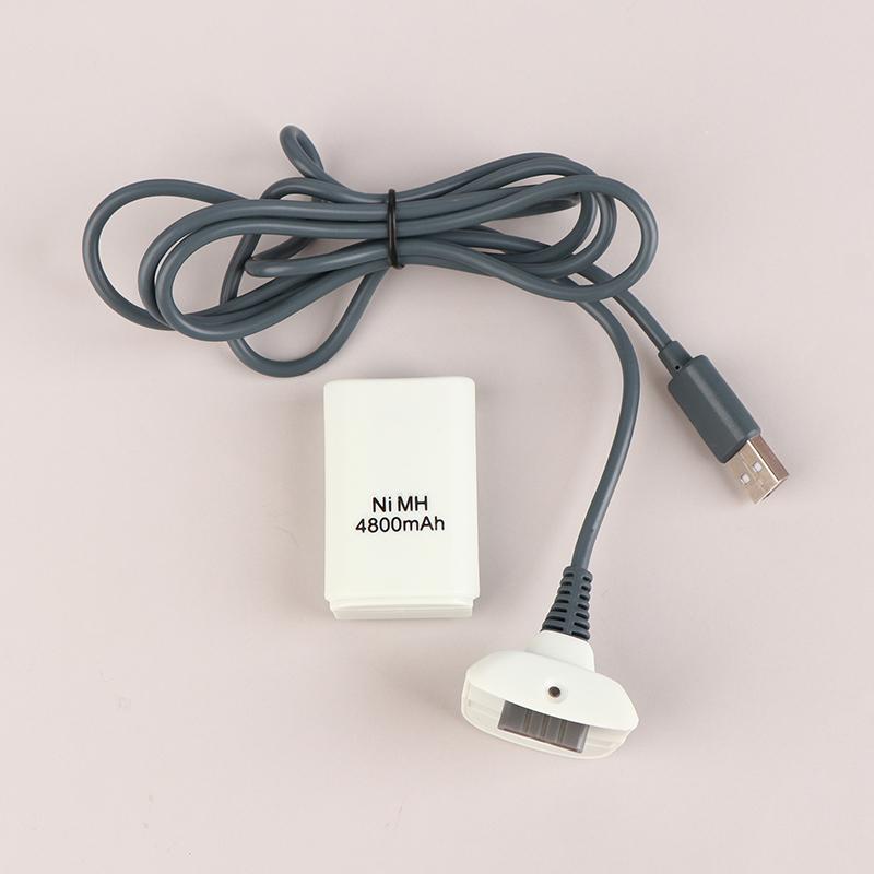 1Set 4800Mah Rechargeable Battery Pack Black/White For Xbox 360 Wireless Game Controller Gamepads With Usb Charging Cable