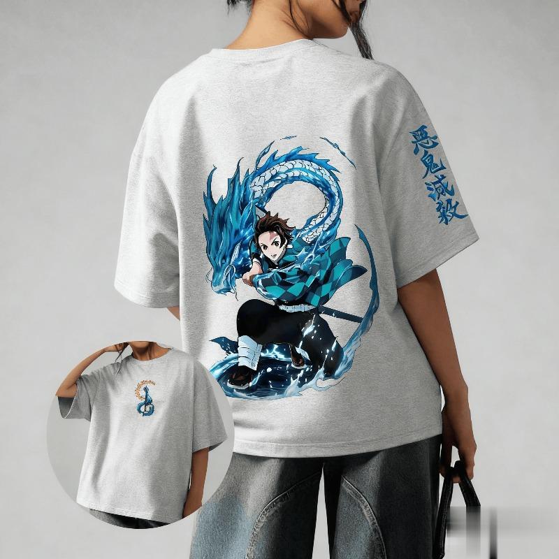 Fashion Y2K Demon Slayer Anime Super Large Mens SpringSummer New Product Casual Tshirt