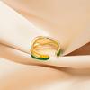 Yellow-Green Temperament Ring, Female Tide, Niche Design Index Finger Ring, Simple Cold Wind, Personalized Opening Ring