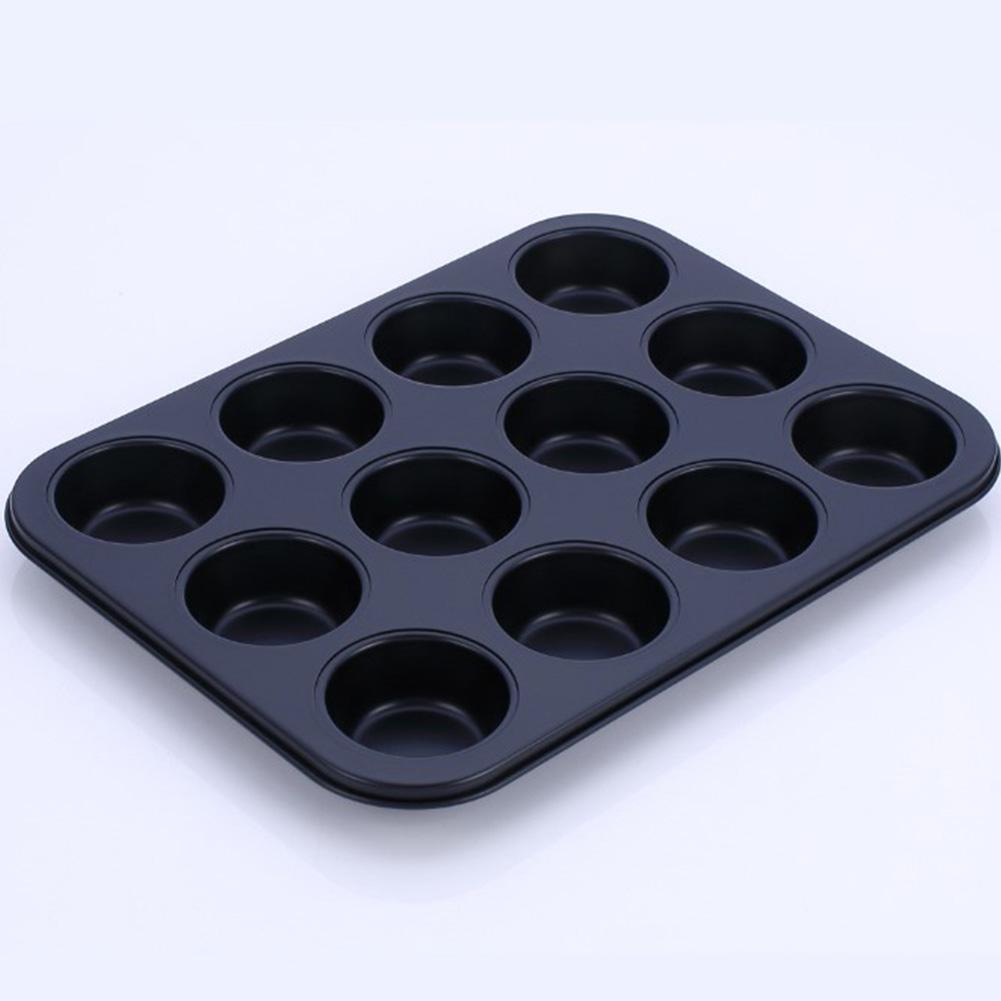 12 Cups Muffin Bun Cupcake Baking Bakeware Gold Black Non-Stick Carbon Steel Tray Cup Cake Mold