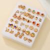Popular 18 Pairs of Small Stud Earrings, Geometric Multi-pattern Cartoon Versatile Alloy Earrings