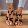 Summer New Versatile Non-Slip Wear-Resistant Sandals Casual Fashion Metal Decorative Wedge Solid Color Sandals for Women
