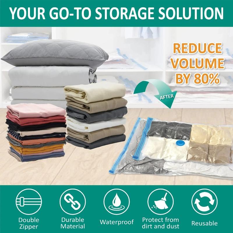 Space Saving Thickened Vacuum Seal Compression Bags Foldable Moisture Proof Storage Organizers For Household Clothes And Quilts