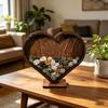Holz-Herzförmige Muschelglas-Displaybox Küsten-Displayrahmen für Muscheln Sand Strandurlaub Tischdekoration Andenken Geschenk für Strandliebhaber