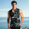 Men's Fashion Printed Sleeveless Lapel Button-Down Shirt Vest Top