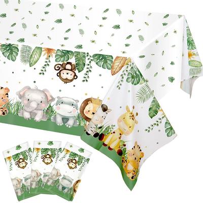 Jungle Animal Tablecloth 1st Kids Boy Birthday Decoration Disposable Tableware Paper Cups Plates Wild One Safari Party Supplies
