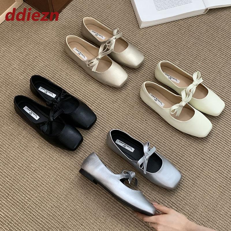Fashion Fashion Butterfly-Knot Women Mary Janes Flats Shoes Casual Soft Female Slip On Footwear Shallow Ladies Flats With Shoes