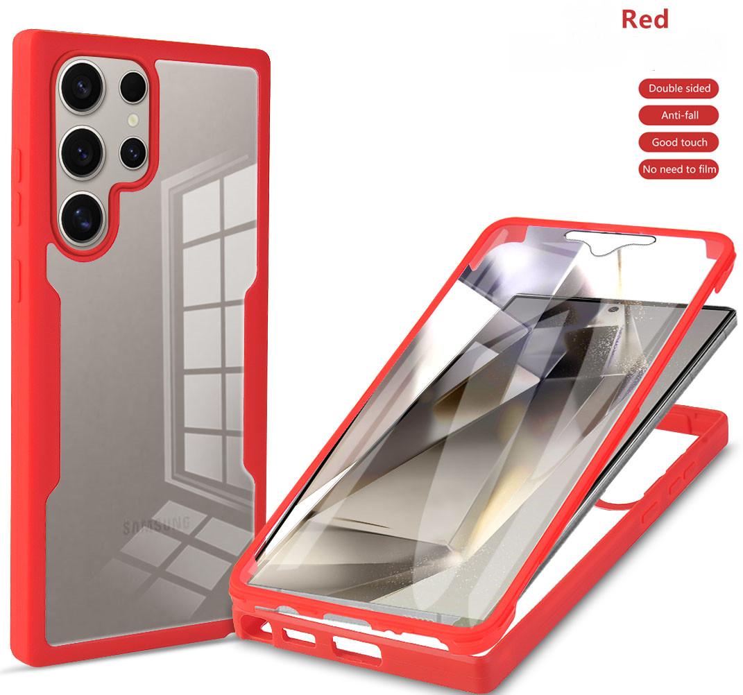 

Противоударный чехол с полной защитой корпуса для Samsung Galaxy S25 Ultra S24 FE S23 Plus Защитная крышка Прозрачные Fundas Coque Capa Galaxy S25 красный