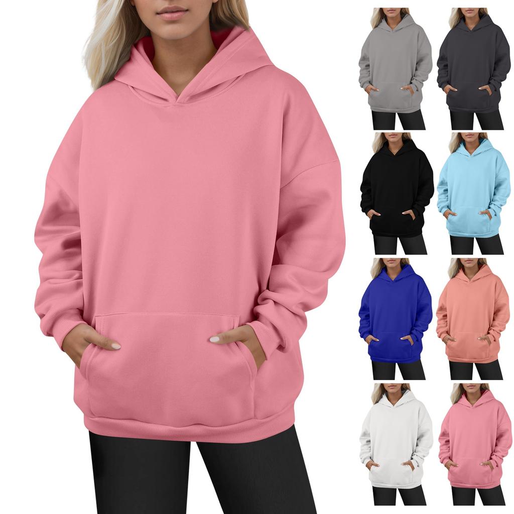 Women's Fashion Daily Versatile Casual Crewneck Sweatshirts Long Sleeve Solid Color Top Sweatshirts